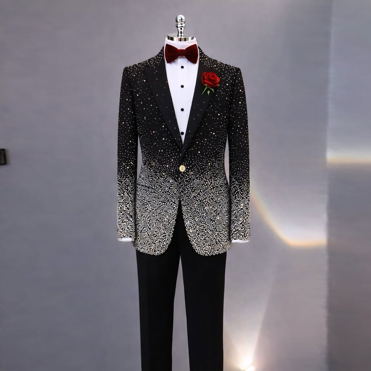 Young Men Formal Wear - Handsome Rhinestone Diamond Men Suit 2