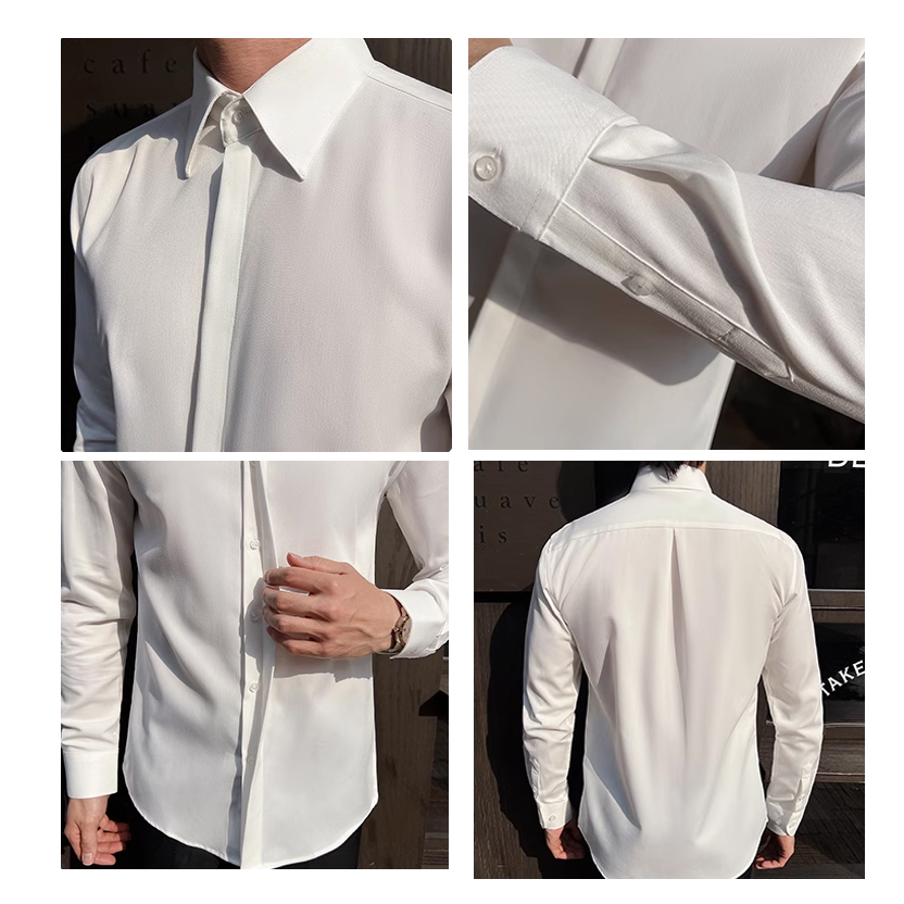 Men's White Long-Sleeve Dress  - Men Formal Wear Modern review and price